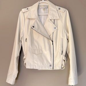Cream Pleather Moto Jacket